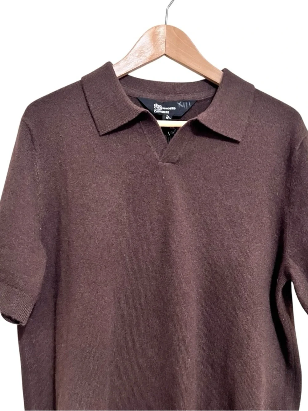 The Commons Sweater Mens M Brown 100% Cashmere Collared Short Sleeve